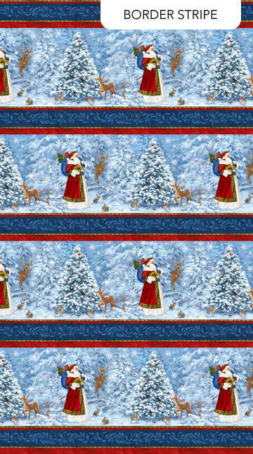 St. Nicholas | Border Stripe - Dark Blue Multi by Liz Goodrick-Dillon for Northcott | DP28213-48