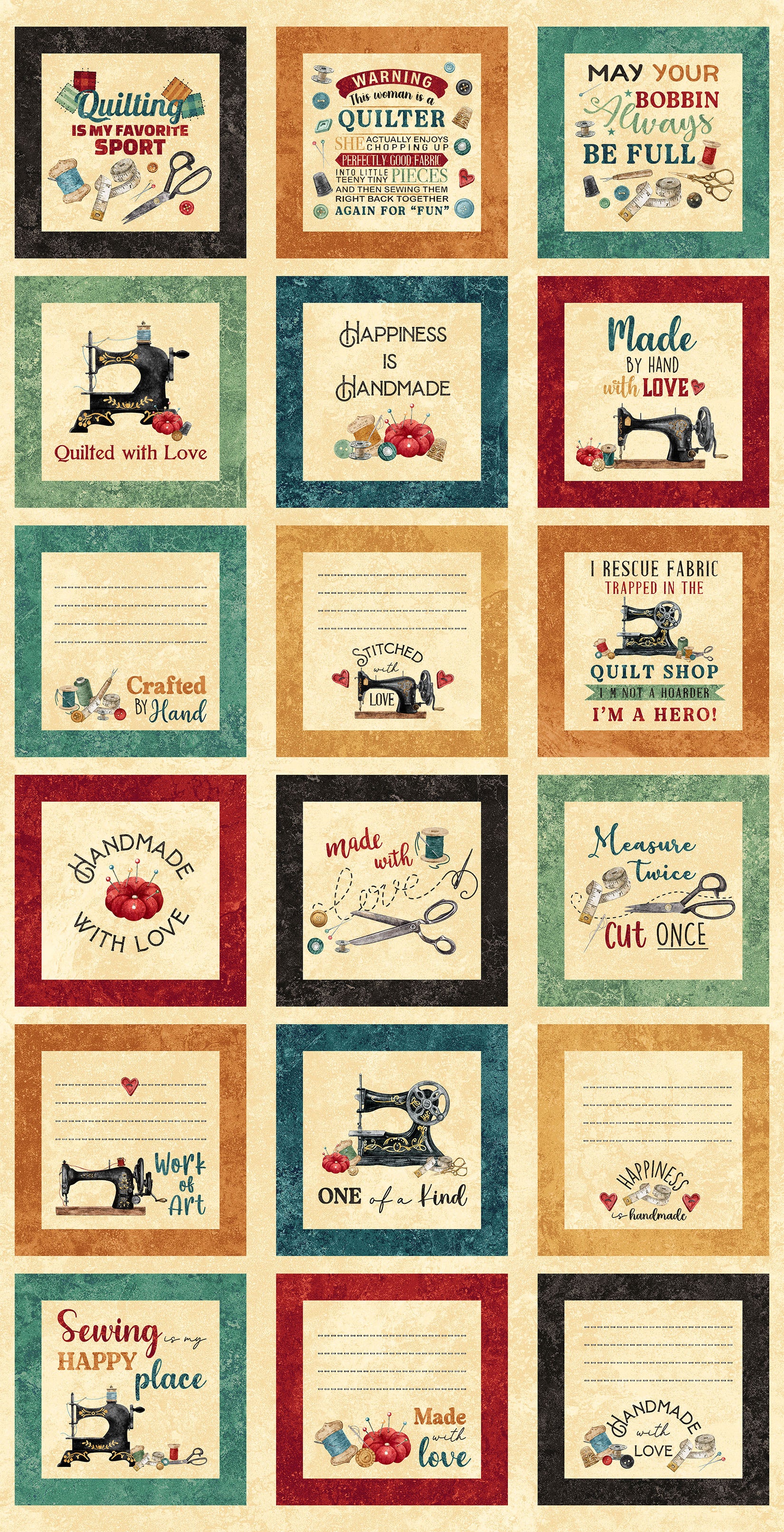 Stonehenge Stitchin' | Beige Multi Blocks by Deborah Edwards for Northcott | DP28342-12