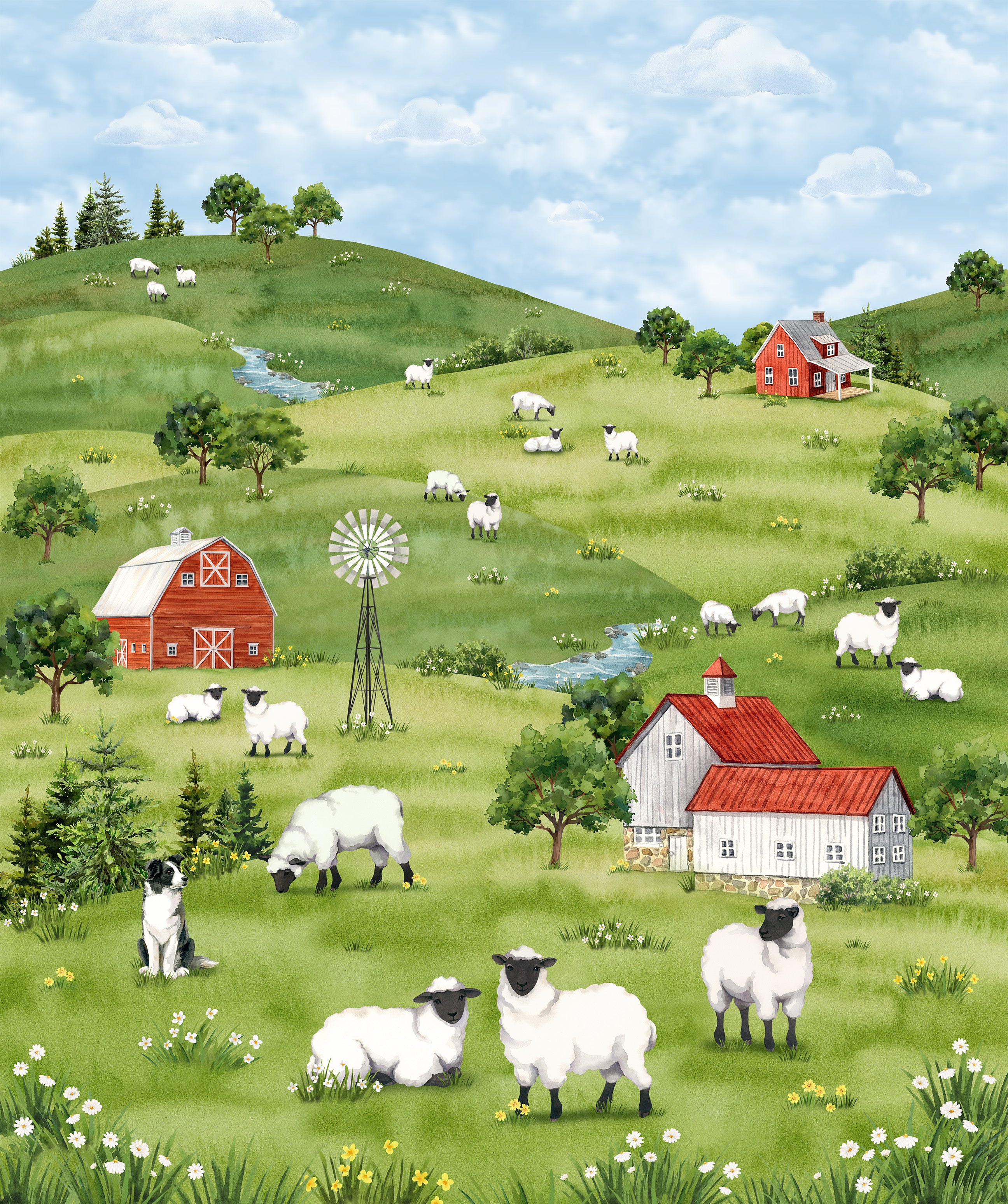 Counting Sheep | 36" Panel by Deborah Edwards for Northcott | DP28470-74