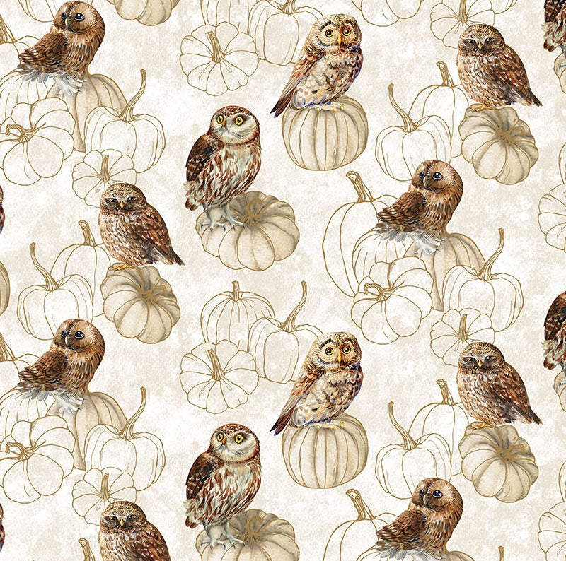 Night Owl | Owls Cream Multi by Deborah Edwards for Northcott | DP28850-11