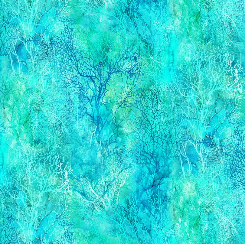 Coral Reef | Coral Texture Turquoise Multi by Deborah Edwards & Melanie Samra for Northcott | DP28881-66