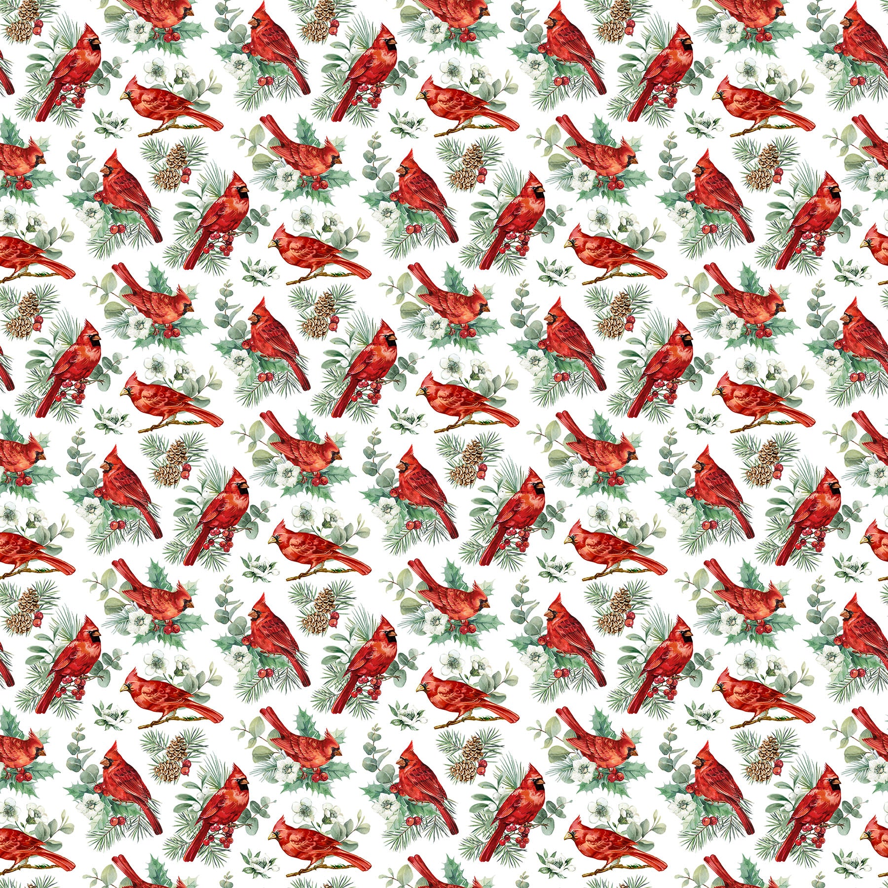 Home for Christmas | Cardinals White Multi by Deborah Edwards for Northcott | DP28925-10