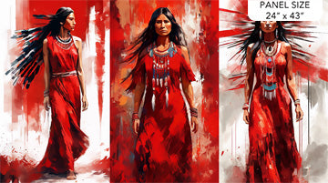 Sacred Sisters | 24" Triptych Panel - Red Multi by Nadine Fortier for Northcott | DP28933-24