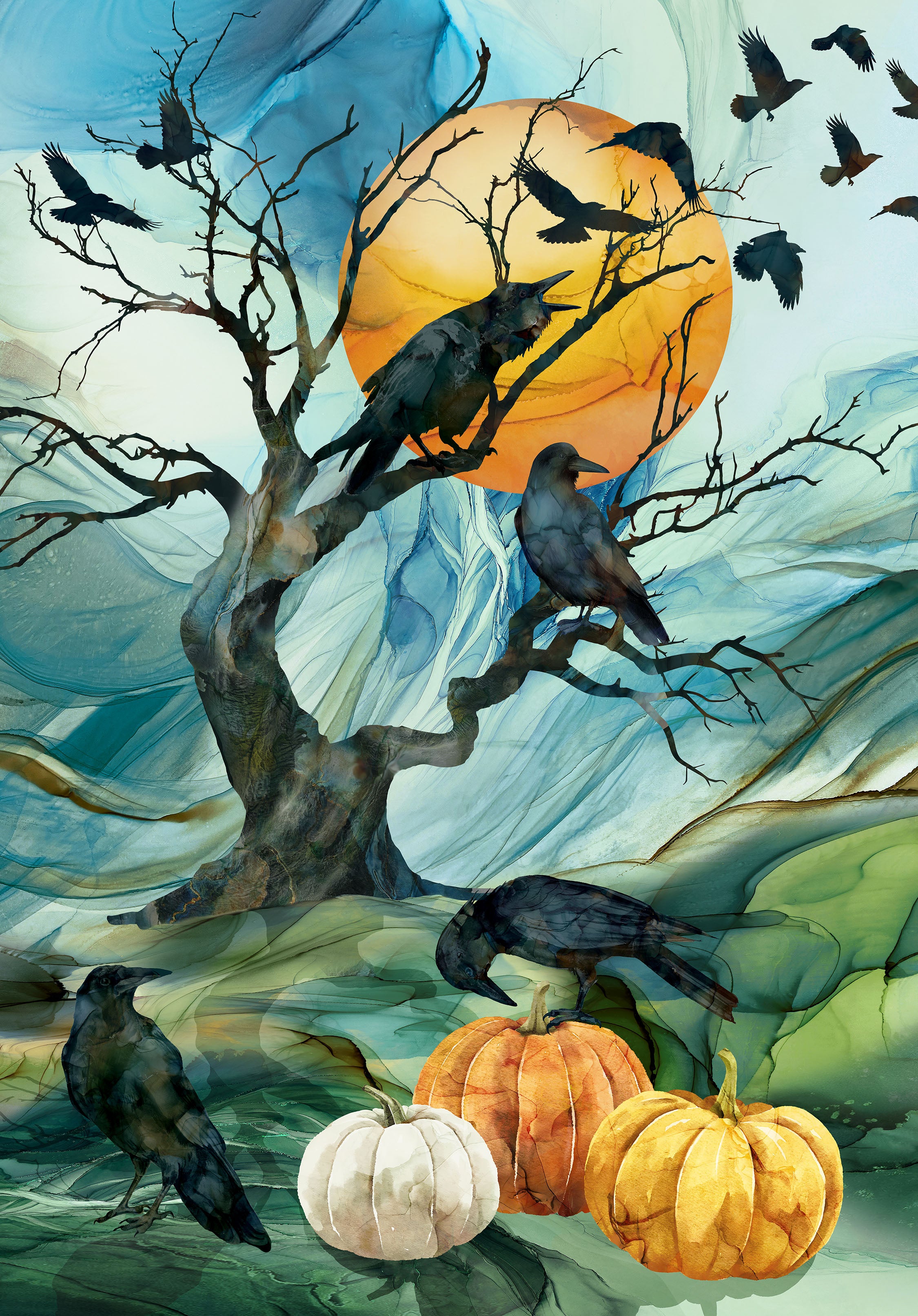 Raven's Call | 30" Panel - Teal Multi by Deborah Edwards & Melanie Samra | DP28945-66