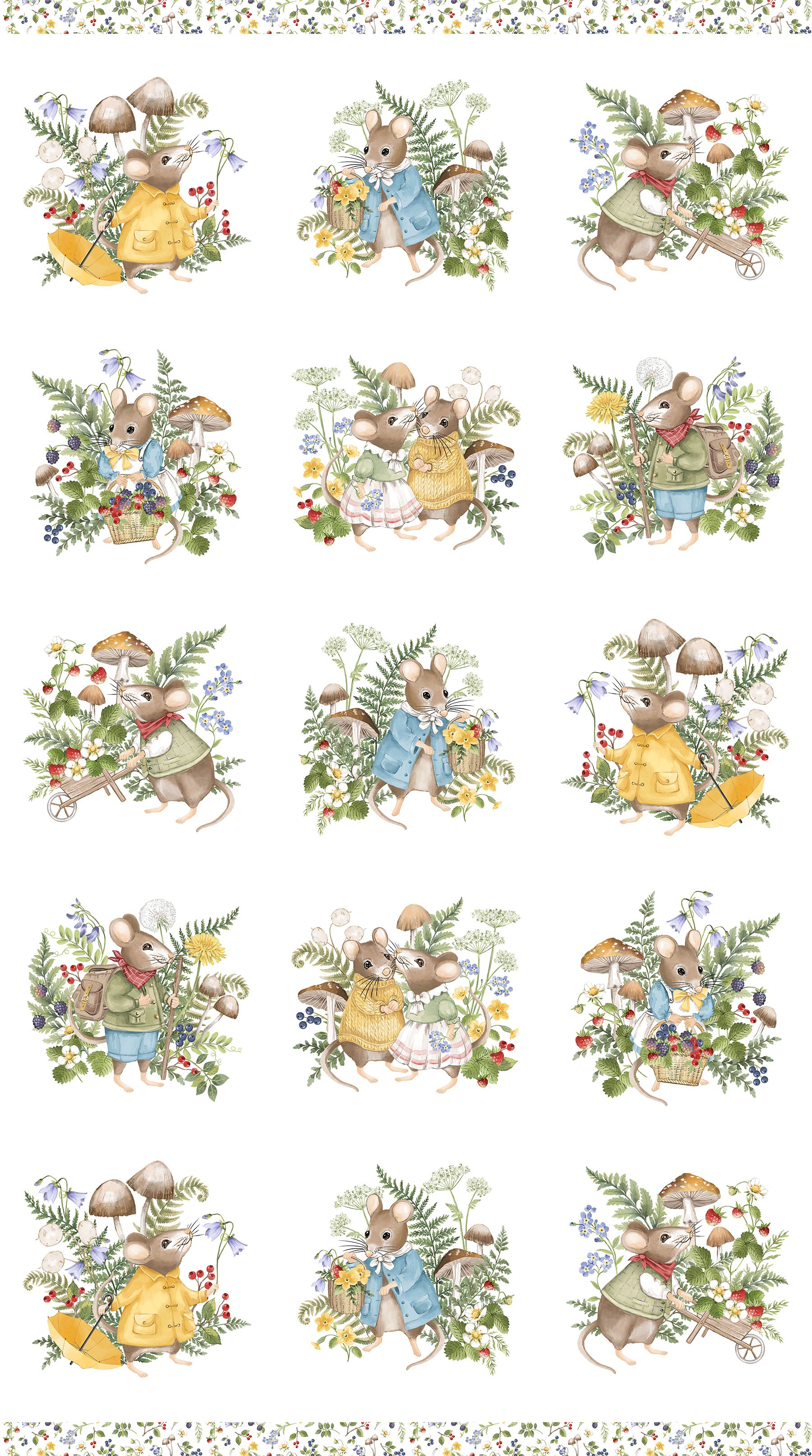 Country Mouse | Scenic Blocks White Multi by Deborah Edwards for Northcott | DP29005-10