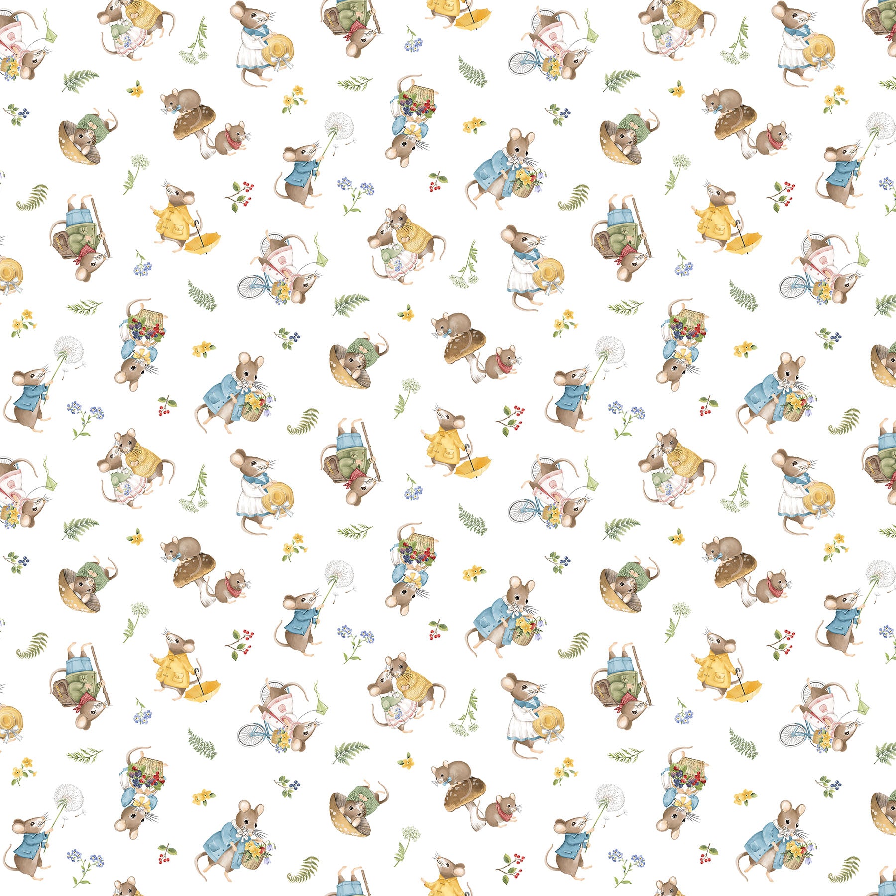 Country Mouse | Toss Mice White Multi by Deborah Edwards for Northcott | DP29007-10