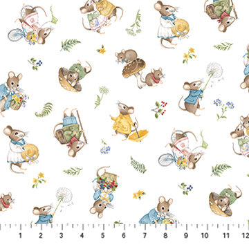 Country Mouse | Toss Mice White Multi by Deborah Edwards for Northcott | DP29007-10
