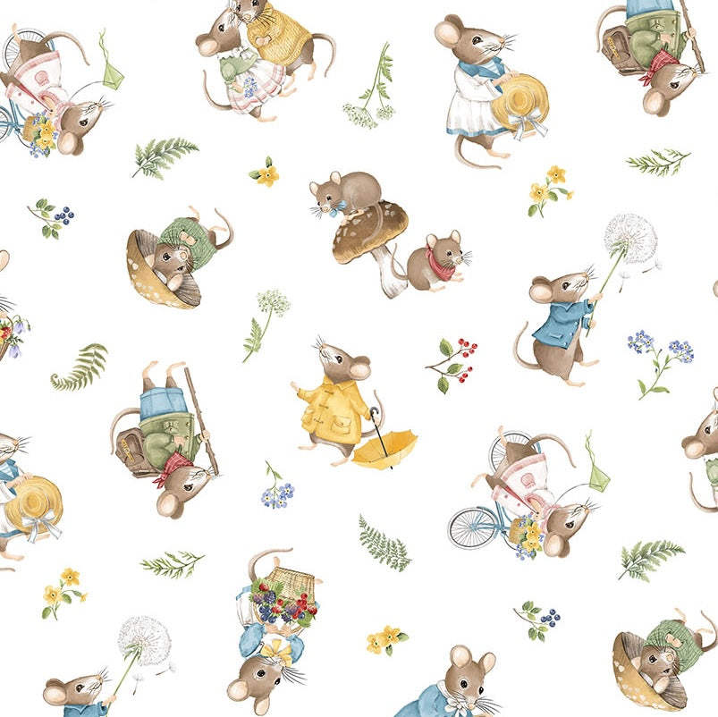 Country Mouse | Toss Mice White Multi by Deborah Edwards for Northcott | DP29007-10