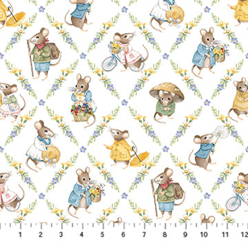 Country Mouse | Diamond Grid White Multi by Deborah Edwards for Northcott | DP29008-10