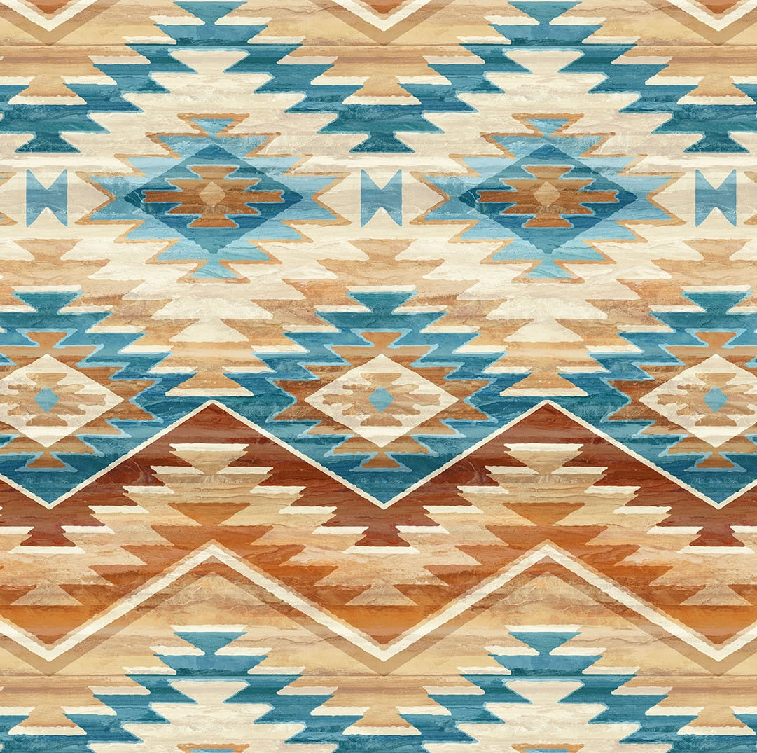 Canyon - Stonehenge | Navaho Stripe - Blue Multi by Deborah Edwards for Northcott | DP29142-34