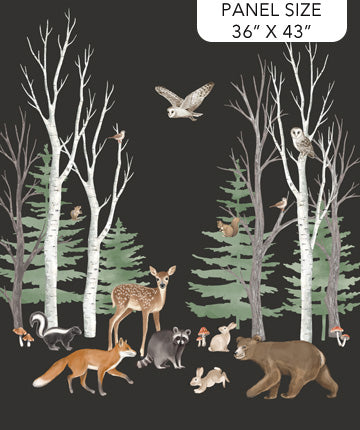 Tanglewood | Charcoal Multi 36" Panel by Deborah Edwards for Northcott | DP29280-98
