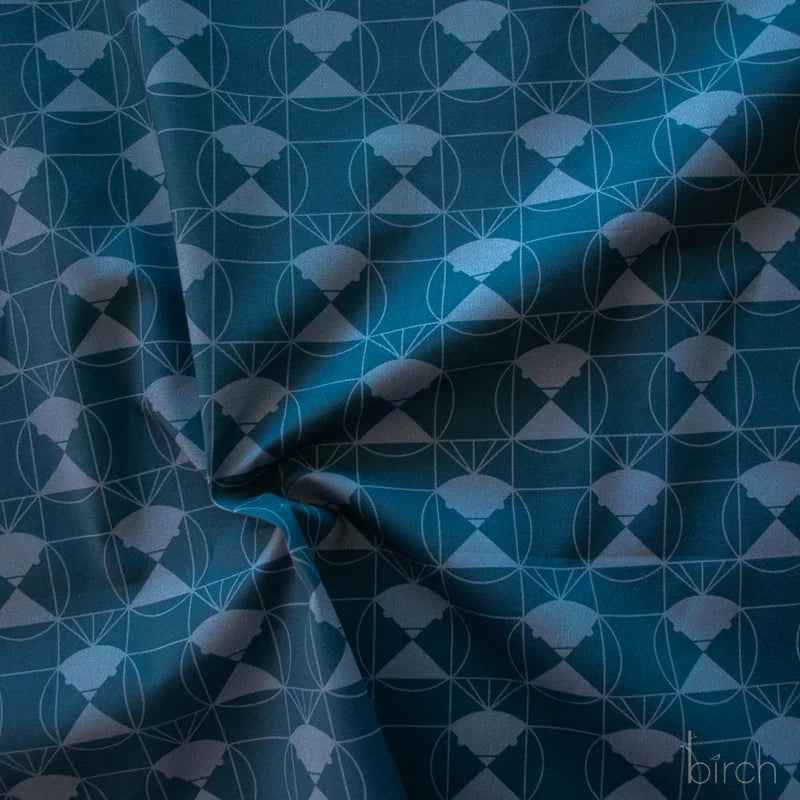 End Papers | Chickadee Denim by Charley Harper for Birch Fabrics | CH-436-DENIM | 100% Organic Cotton