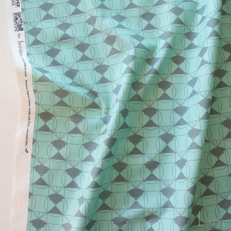 End Papers | Chickadee Seafoam by Charley Harper for Birch Fabrics | CH-436-SEAFOAM | 100% Organic Cotton