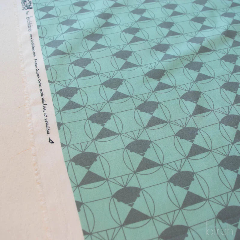 End Papers | Chickadee Seafoam by Charley Harper for Birch Fabrics | CH-436-SEAFOAM | 100% Organic Cotton