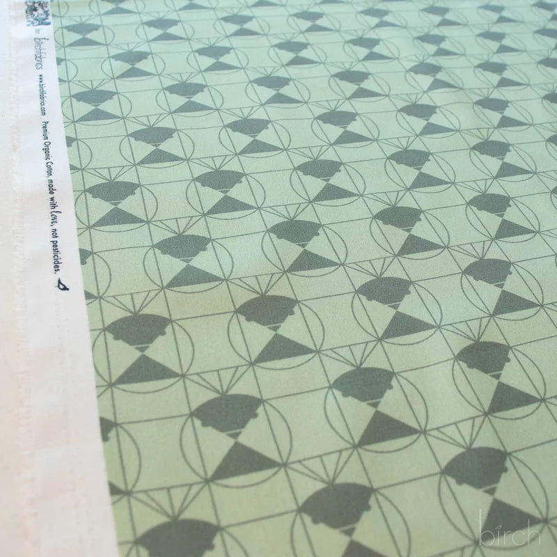 End Papers | Chickadee Jade by Charley Harper for Birch Fabrics | CH-436-JADE | 100% Organic Cotton