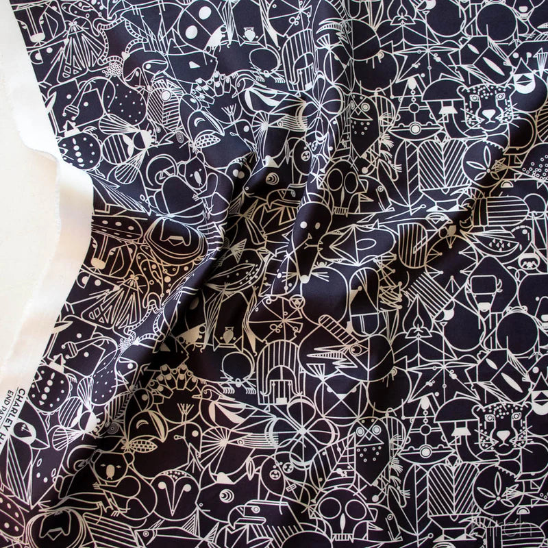 End Papers | Black by Charley Harper for Birch Fabrics | CH-300-BLACK | 100% Organic Cotton