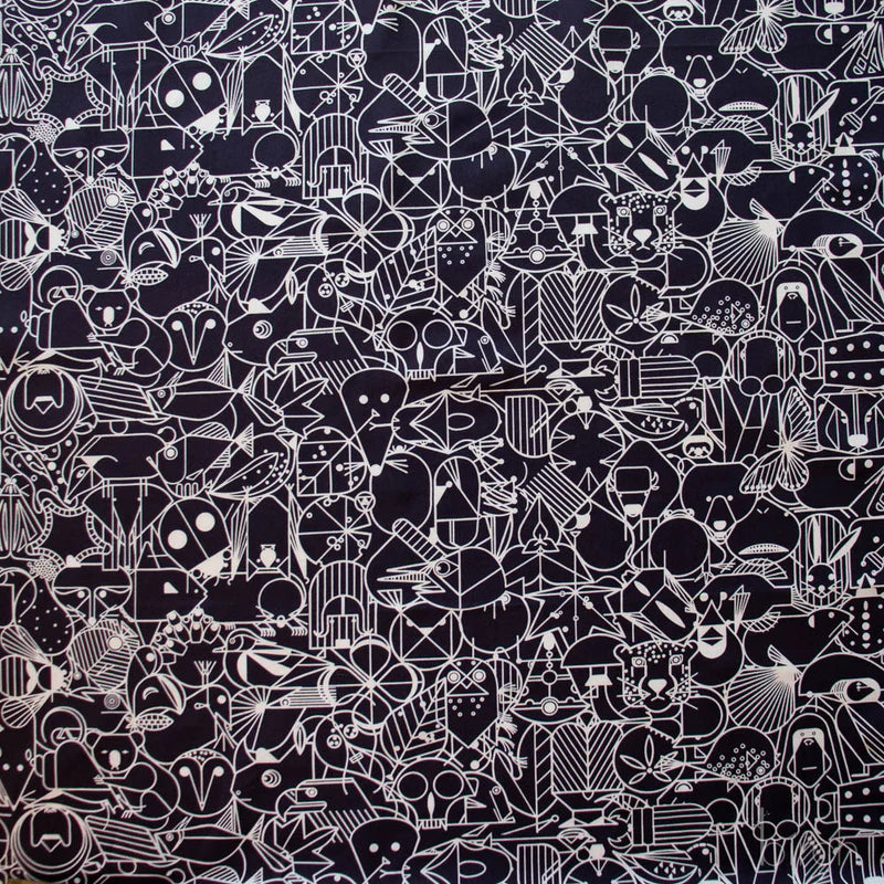 End Papers | Black by Charley Harper for Birch Fabrics | CH-300-BLACK | 100% Organic Cotton