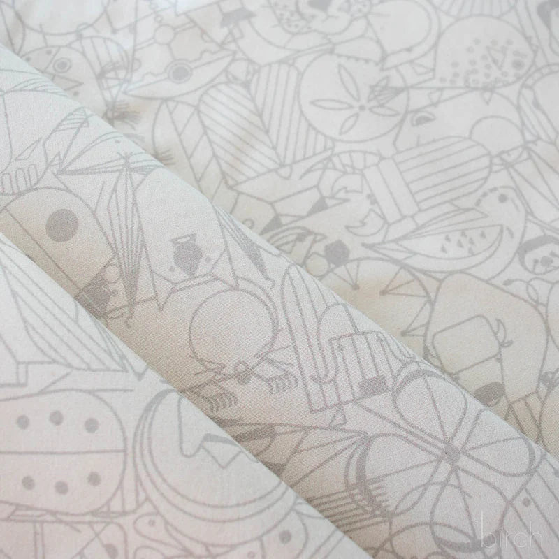 End Papers | Snow by Charley Harper for Birch Fabrics | CH-300-SNOW | 100% Organic Cotton