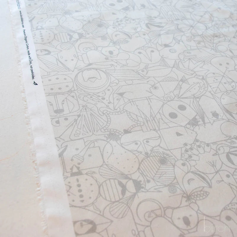 End Papers | Snow by Charley Harper for Birch Fabrics | CH-300-SNOW | 100% Organic Cotton