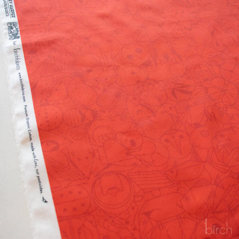 End Papers | Cardinal by Charley Harper for Birch Fabrics | CH-300-CARDINAL | 100% Organic Cotton