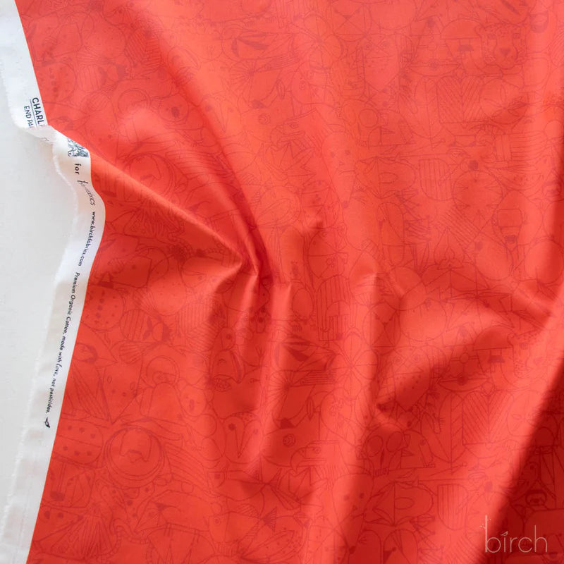 End Papers | Cardinal by Charley Harper for Birch Fabrics | CH-300-CARDINAL | 100% Organic Cotton