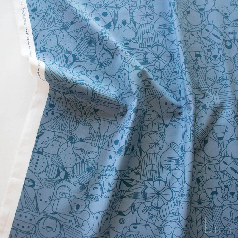 End Papers | Denim by Charley Harper for Birch Fabrics | CH-300-DENIM | 100% Organic Cotton