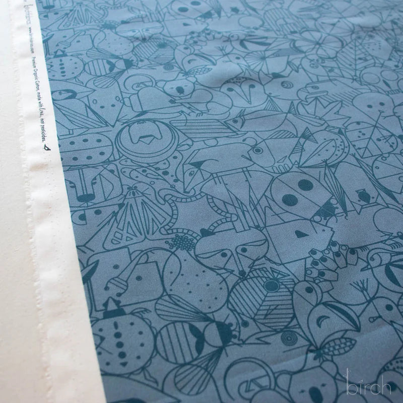 End Papers | Denim by Charley Harper for Birch Fabrics | CH-300-DENIM | 100% Organic Cotton