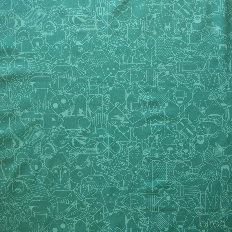 End Papers | Jade by Charley Harper for Birch Fabrics | CH-300-LAGOON | 100% Organic Cotton