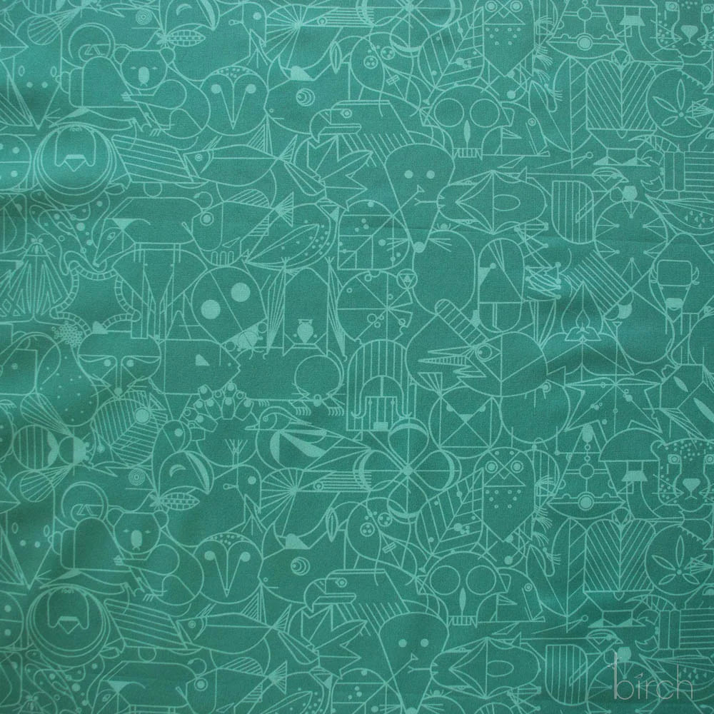 End Papers | Jade by Charley Harper for Birch Fabrics | CH-300-LAGOON | 100% Organic Cotton