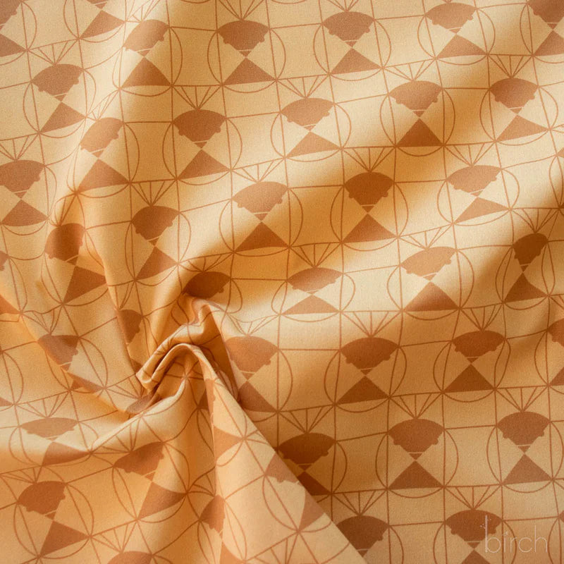End Papers | Chickadee Toffee by Charley Harper for Birch Fabrics | CH-436-TOFFEE | 100% Organic Cotton