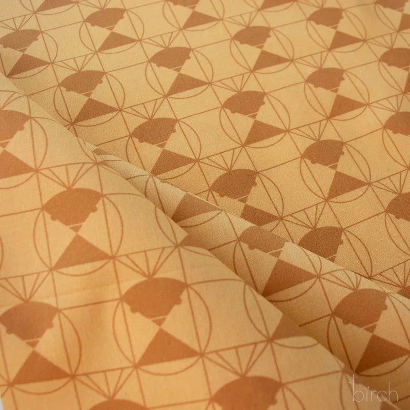 End Papers | Chickadee Toffee by Charley Harper for Birch Fabrics | CH-436-TOFFEE | 100% Organic Cotton