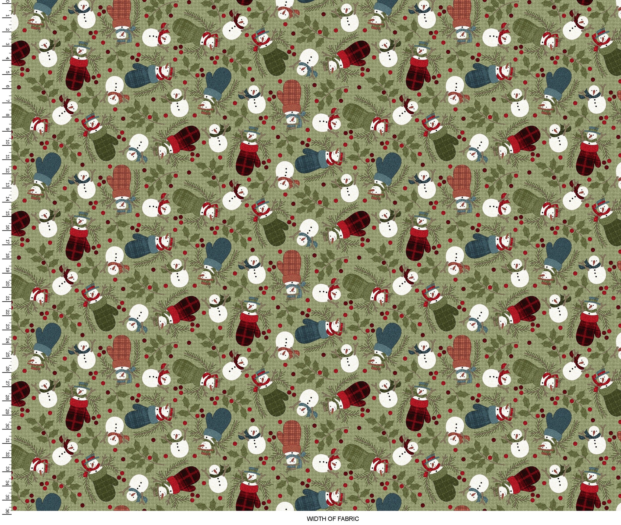 Holly Jolly Flannel | Snowmen - Green by Bonnie Sullivan for Maywood Studio | MASF10892-G