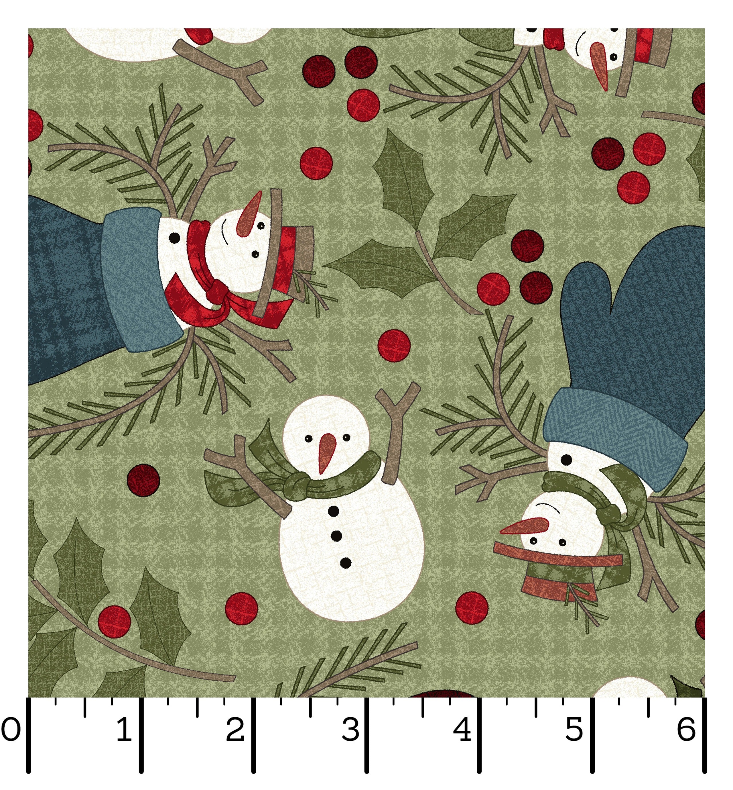 Holly Jolly Flannel | Snowmen - Green by Bonnie Sullivan for Maywood Studio | MASF10892-G