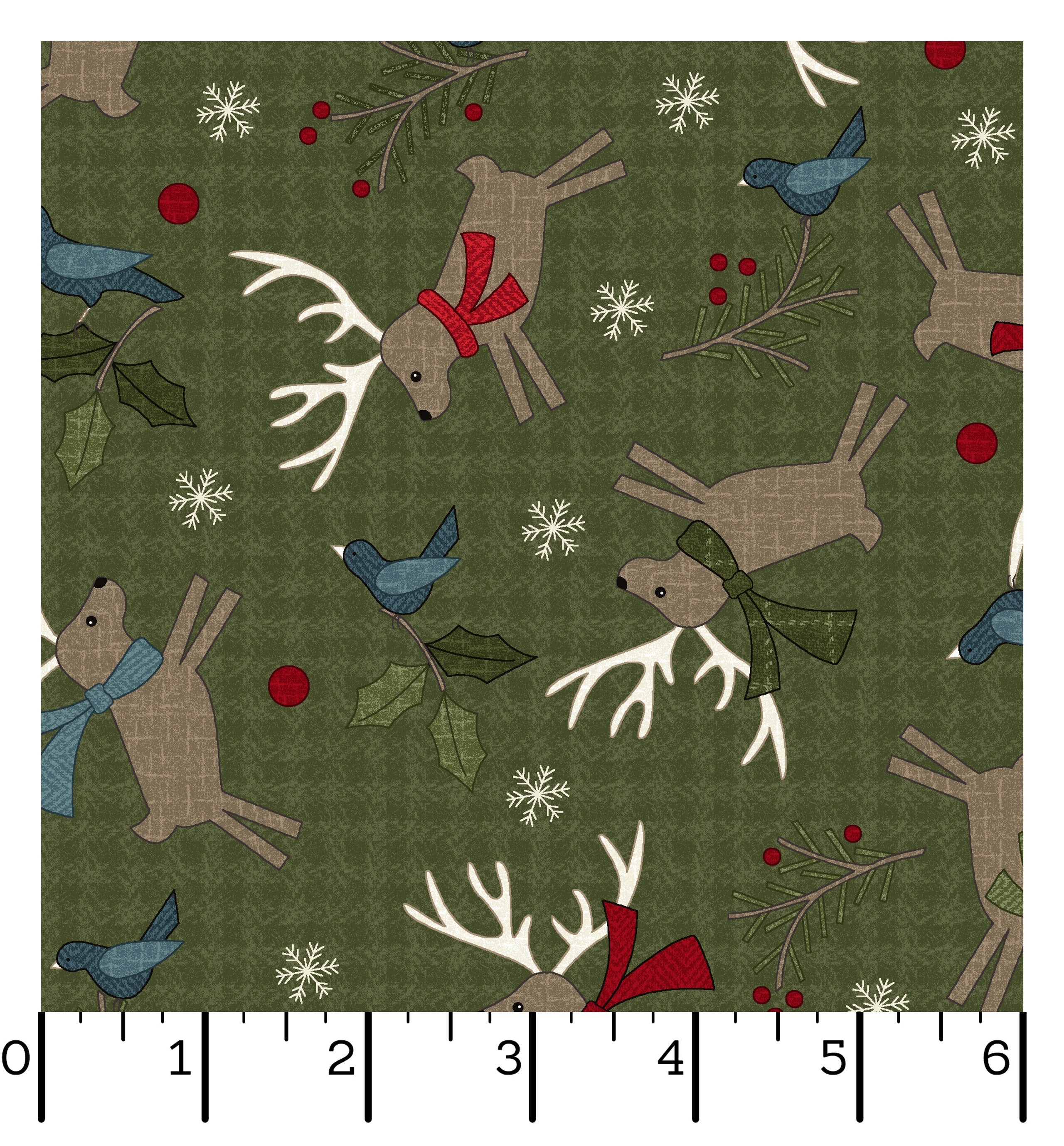 Holly Jolly Flannel | Deer - Green by Bonnie Sullivan for Maywood Studio | MASF10893-G