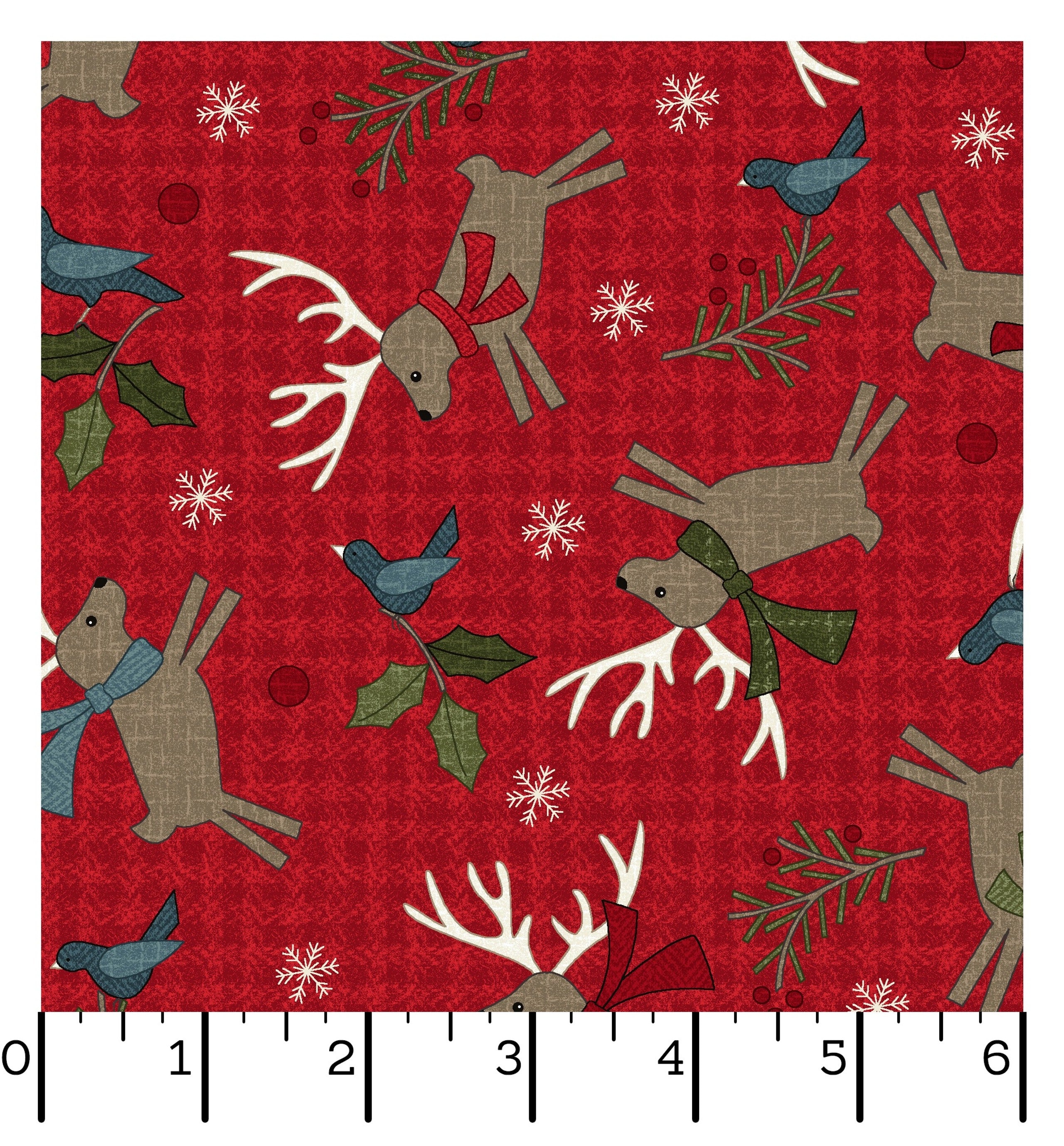 Holly Jolly Flannel | Deer - Red by Bonnie Sullivan for Maywood Studio | MASF10893-R
