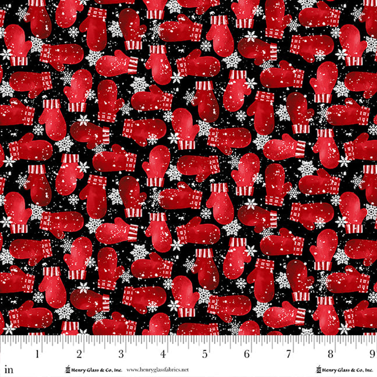 Snow Crew Flannel | Black Mittens by Barb Tourtillotte for Henry Glass | F1287-98