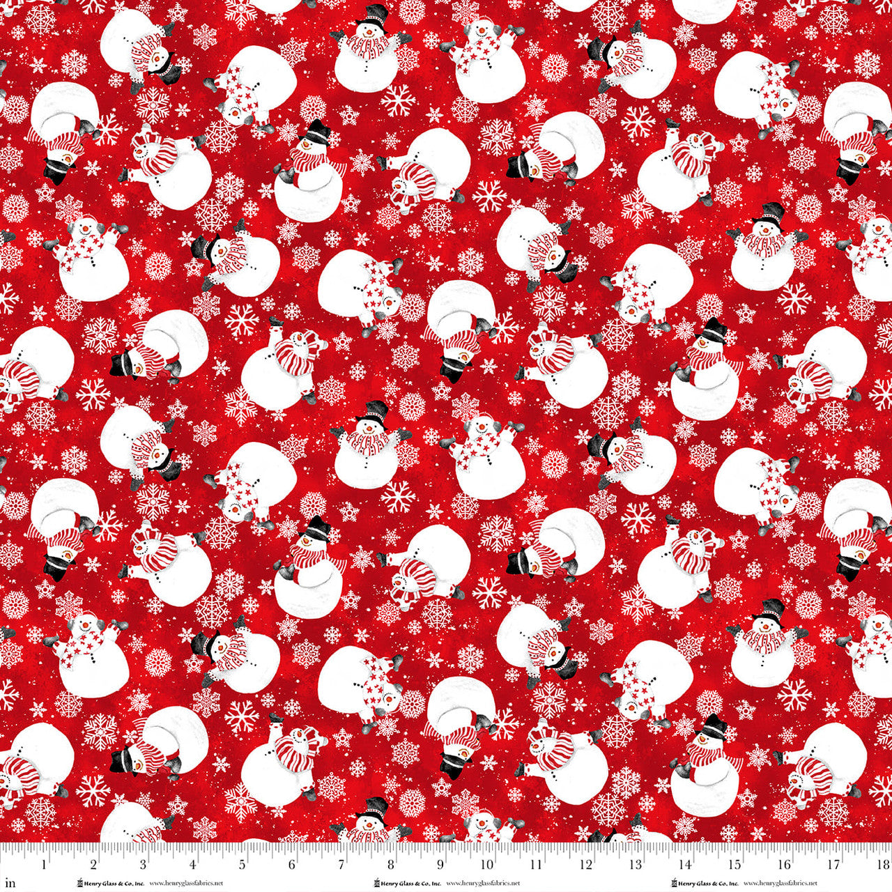 Snow Crew Flannel | Red Tossed Snowmen by Barb Tourtillotte for Henry Glass | F1290-88