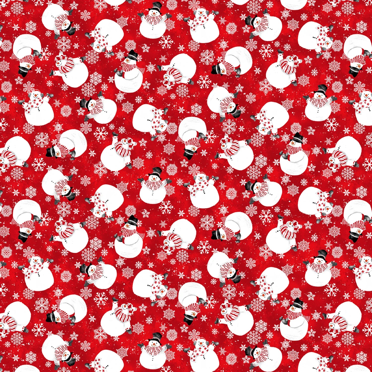 Snow Crew Flannel | Red Tossed Snowmen by Barb Tourtillotte for Henry Glass | F1290-88