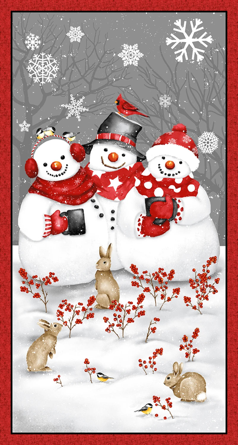 Snow Crew Flannel | Snowmen 24" Panel by Barb Tourtillotte for Henry Glass | F1296P-89
