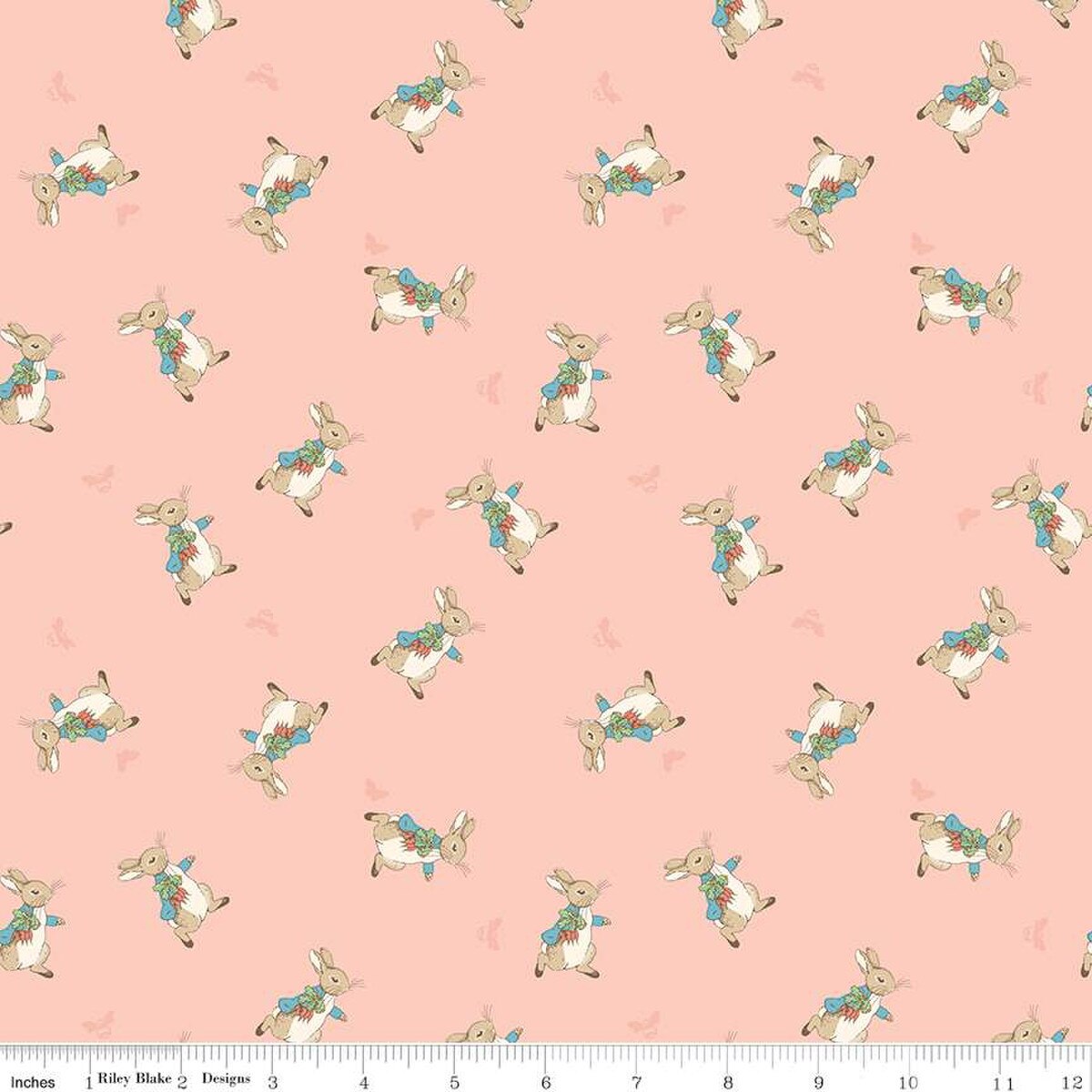The Tale of Peter Rabbit Flannel | Peter Toss Coral F15317-CORAL by Beatrix Potter for Riley Blake | 100% Cotton Flannel