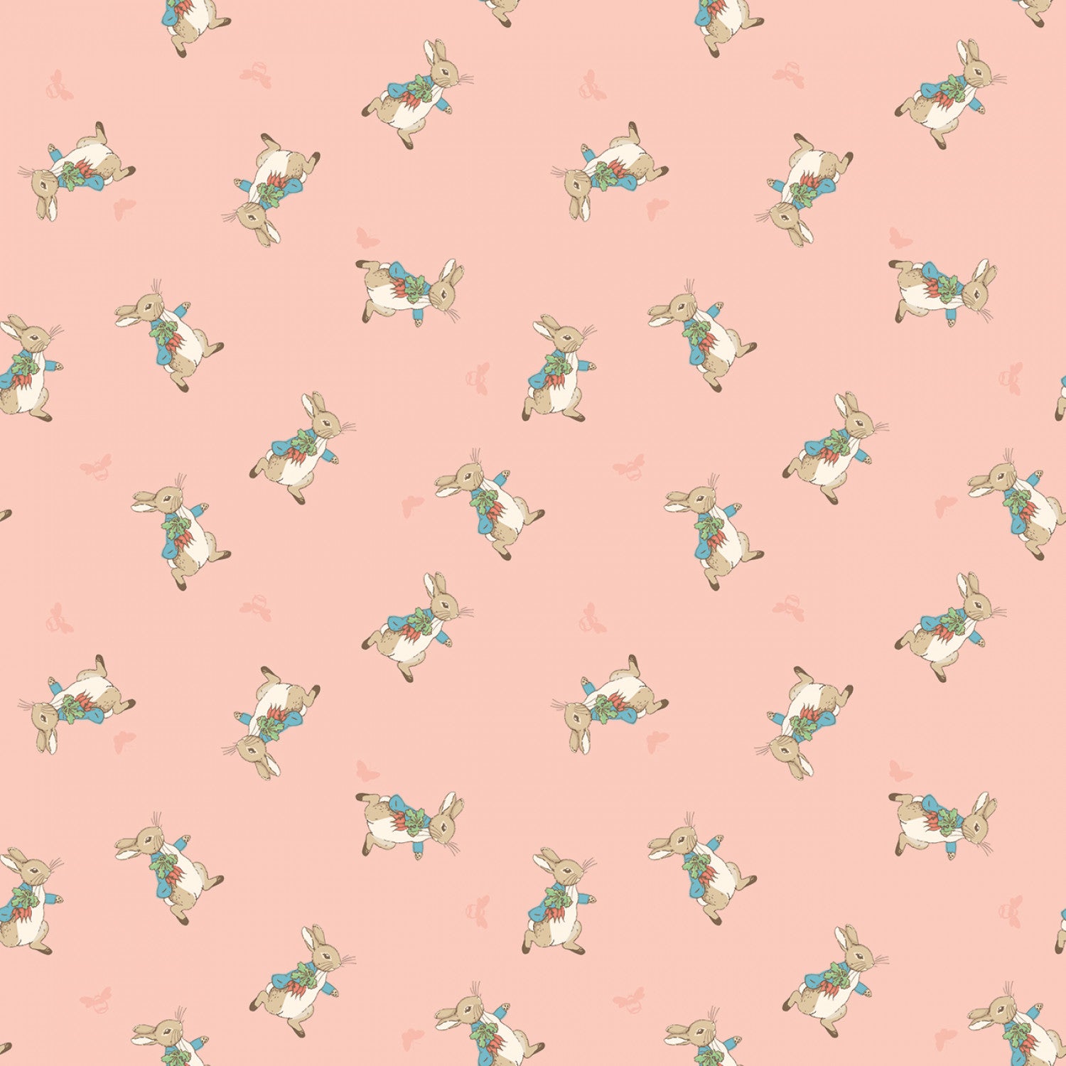 The Tale of Peter Rabbit Flannel | Peter Toss Coral F15317-CORAL by Beatrix Potter for Riley Blake | 100% Cotton Flannel