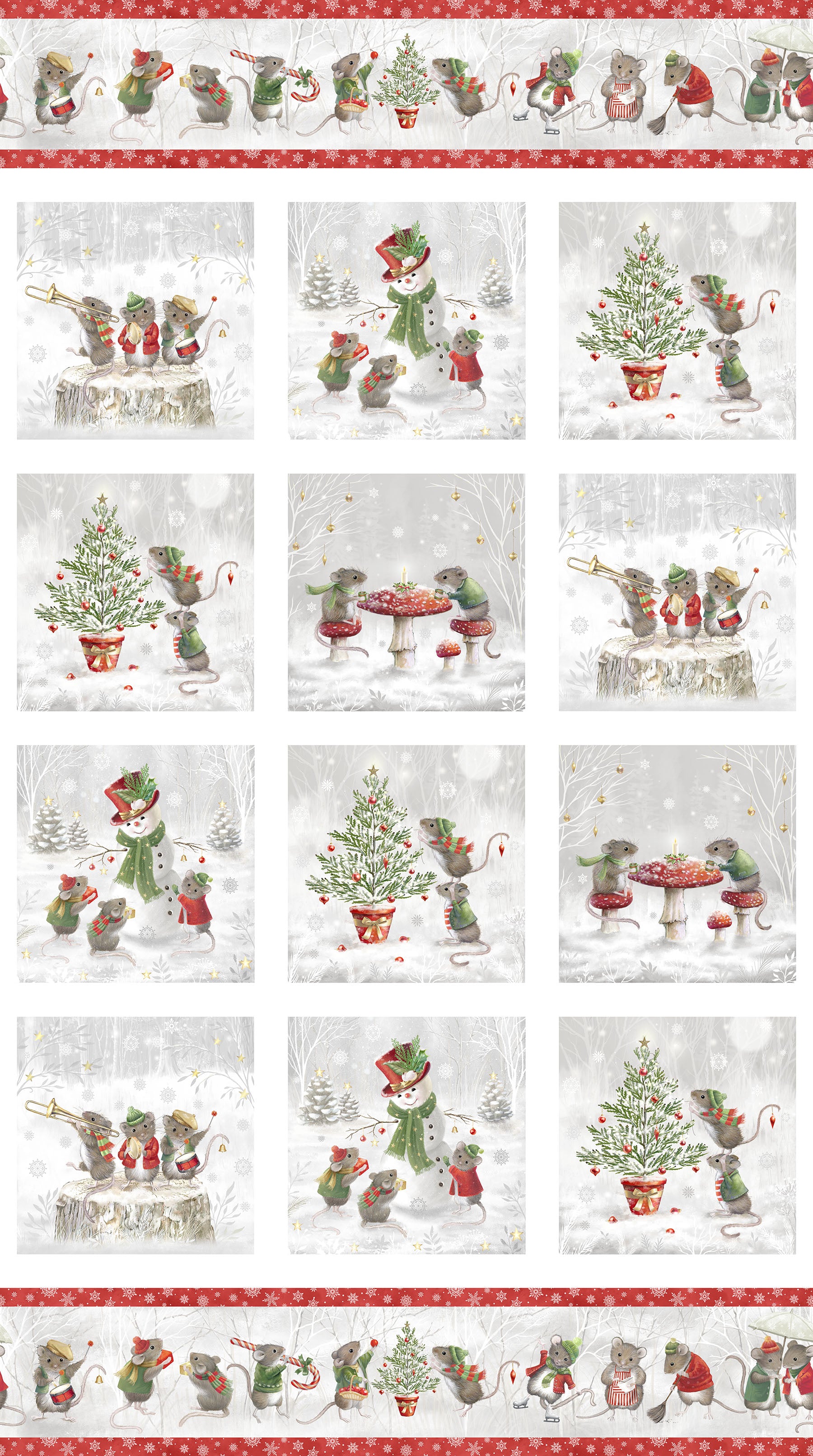 The Christmas Mouse Flannel | Blocks - White Multi by Sarah Summers for Northcott | F28035-10