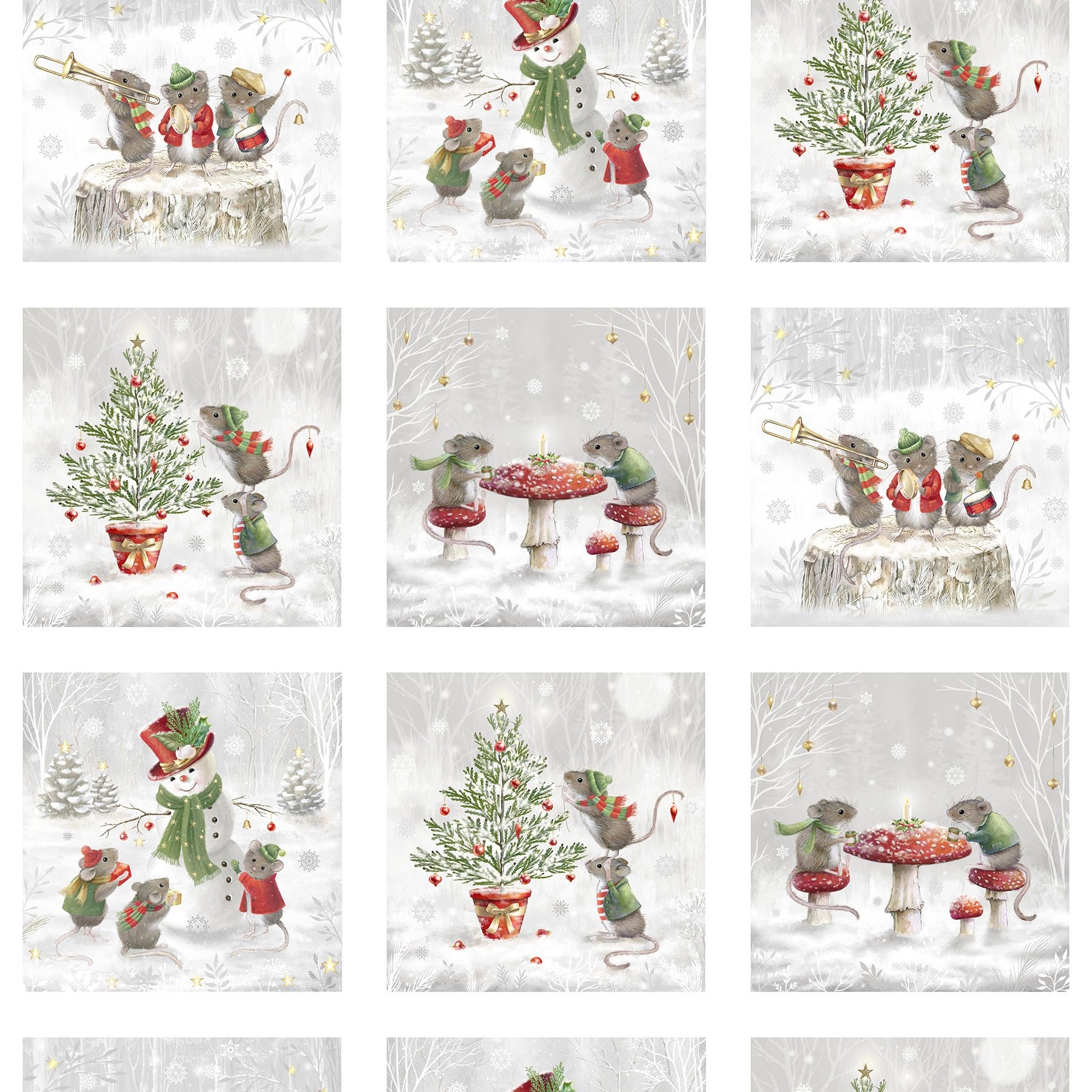 The Christmas Mouse Flannel | Blocks - White Multi by Sarah Summers for Northcott | F28035-10