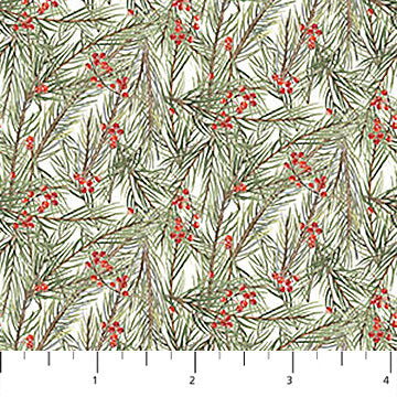 The Christmas Mouse Flannel | Greenery - White/Green by Sarah Summers for Northcott | F28040-10