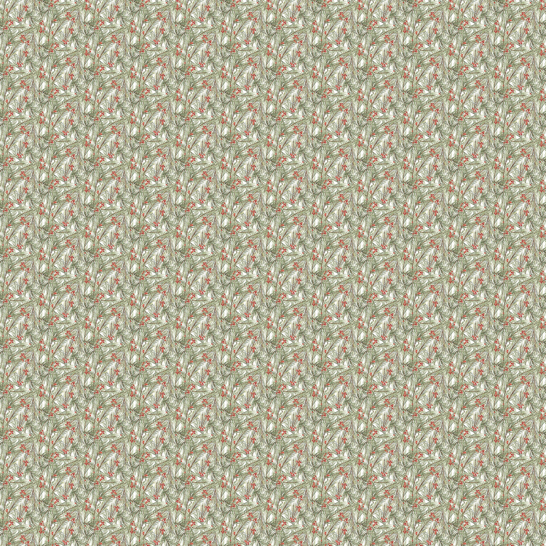 The Christmas Mouse Flannel | Greenery - White/Green by Sarah Summers for Northcott | F28040-10