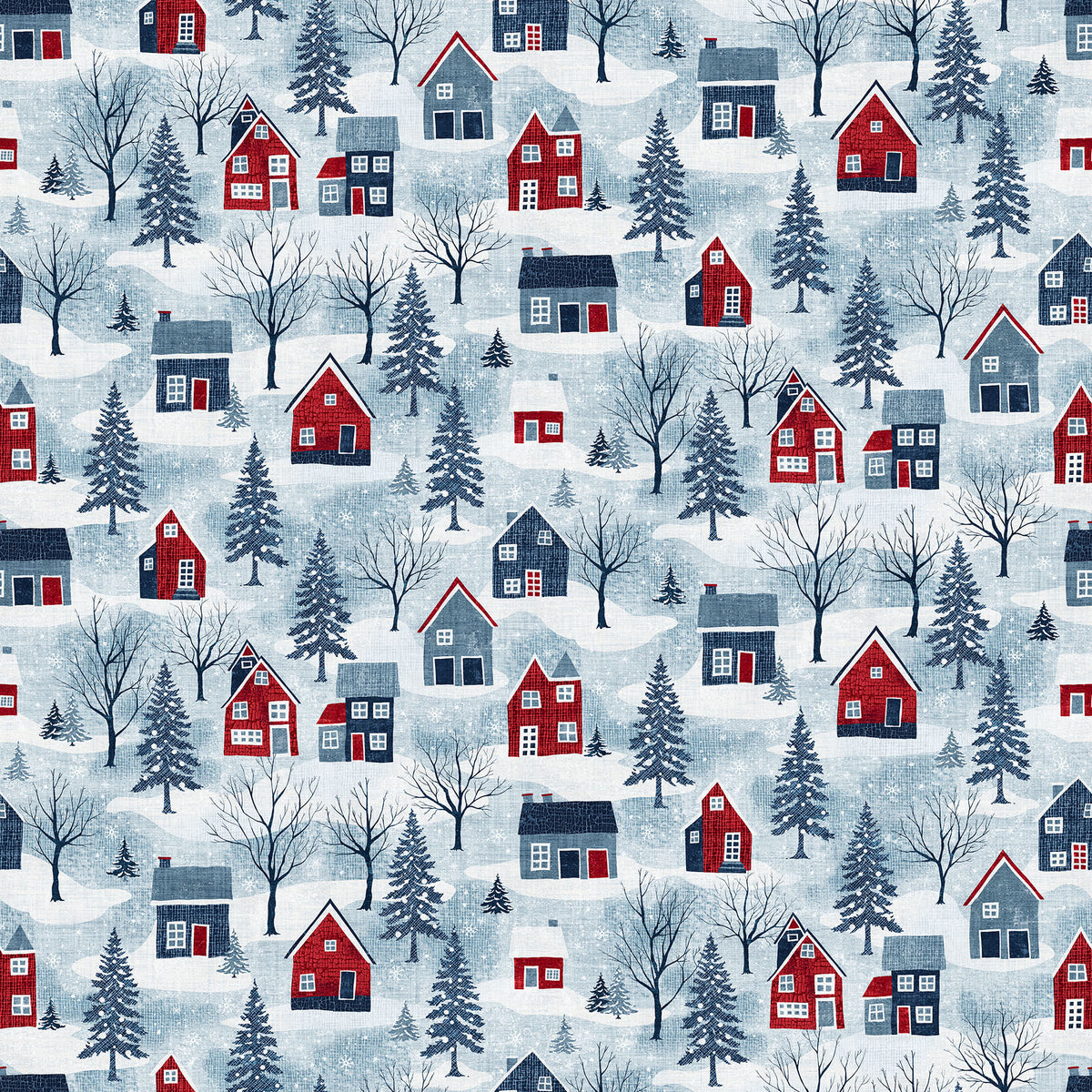 Village Folk Flannel | Large Houses - Light Blue Multi by Northcott Studio | F28823-42 | 100% Cotton Flannel