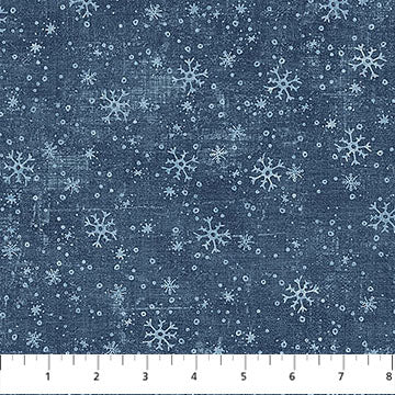 Village Folk Flannel | Snowflake - Blue by Northcott Studio | F28828-44 | 100% Cotton Flannel