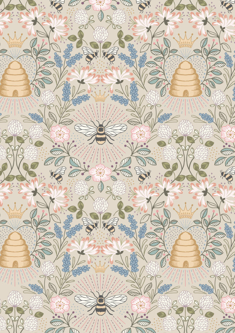 108” Wide Backing | Beehive on Dark Cream by Lewis & Irene | W15