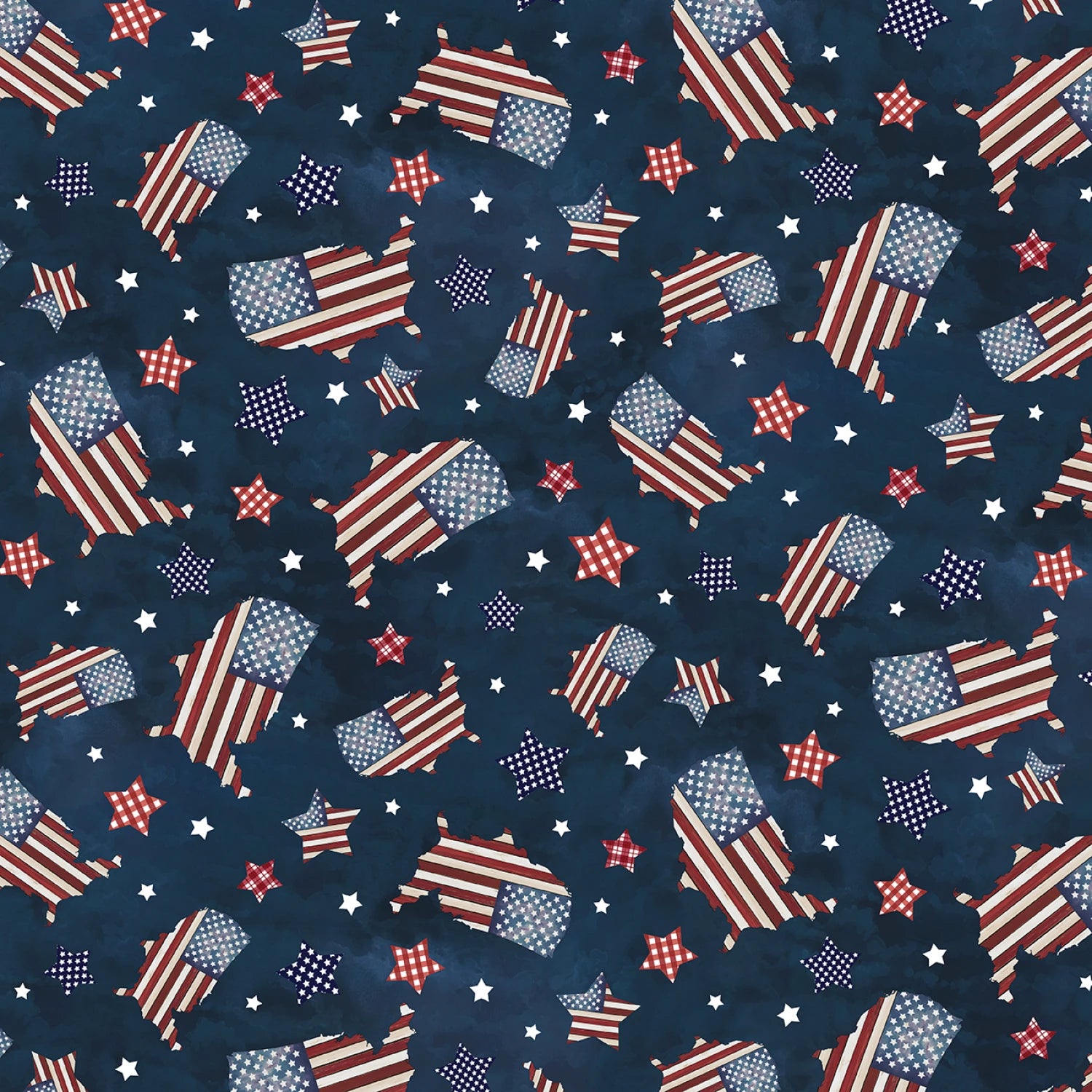 Farmhouse Americana | Wooden Map Toss Navy by Cindy Jacobs for P&B Textiles | FAME05760-N