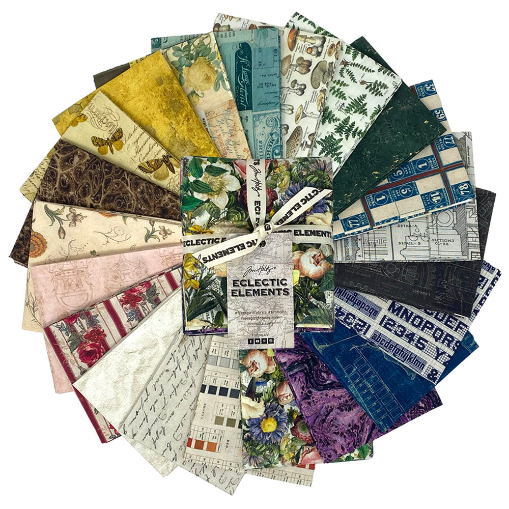 Eclectic Elements Palette Curated | 20-Piece Fat Quarter Bundle by Tim Holtz for FreeSpirit Fabrics